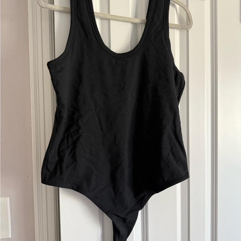 Nuuds Black Bodysuit One Piece with Scoop Neckline